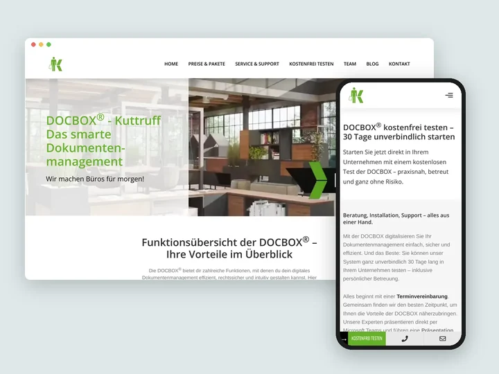 DOCBOX von Kuttruff, Produktwebsite