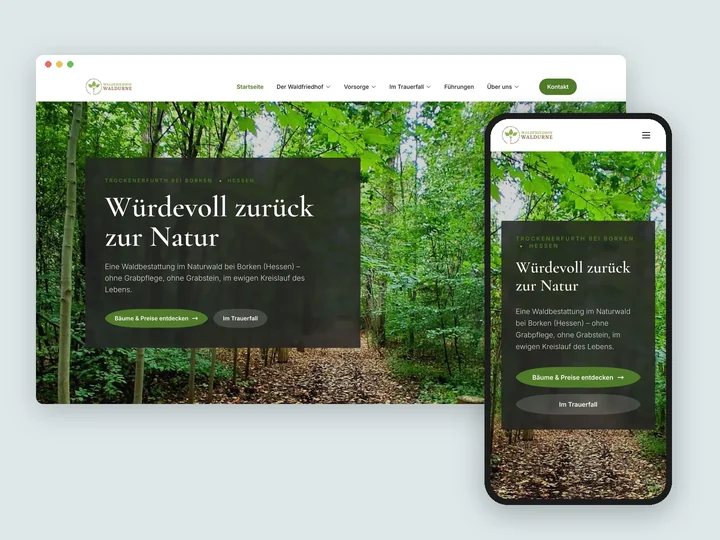 Waldfriedhof Waldurne, Website