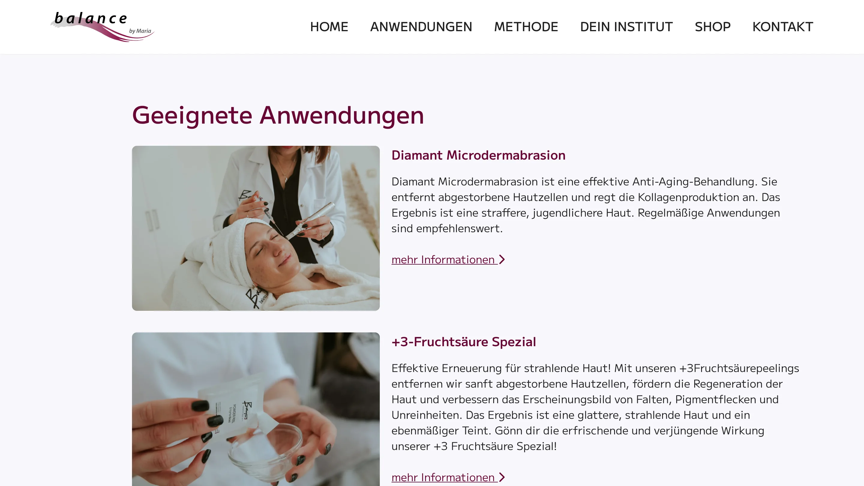 balance by Maria: Seite Gesicht mit geeigneten Anwendungen
