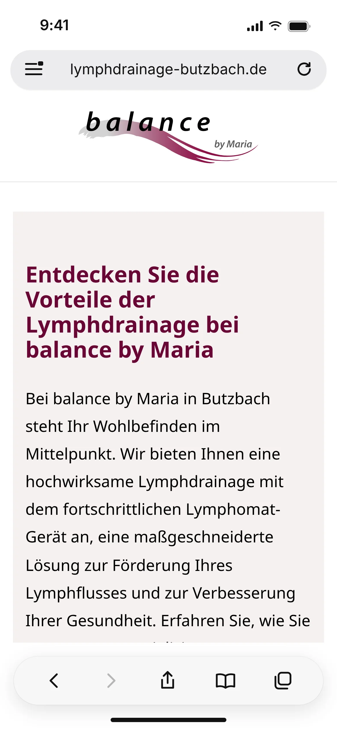balance by Maria: Einseiter zur Lymphdrainage auf dem Smartphone