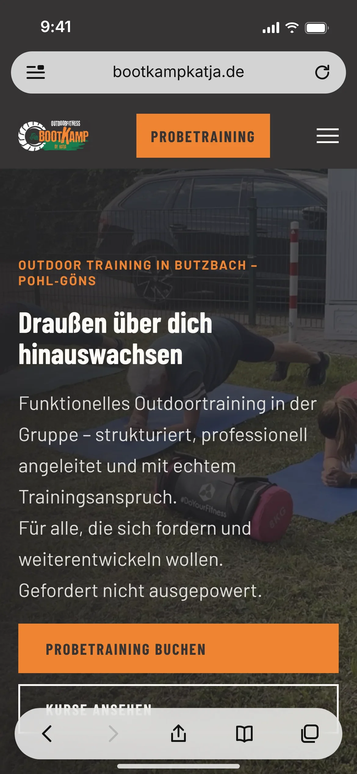 BootKamp Katja: Startseite auf dem Handy