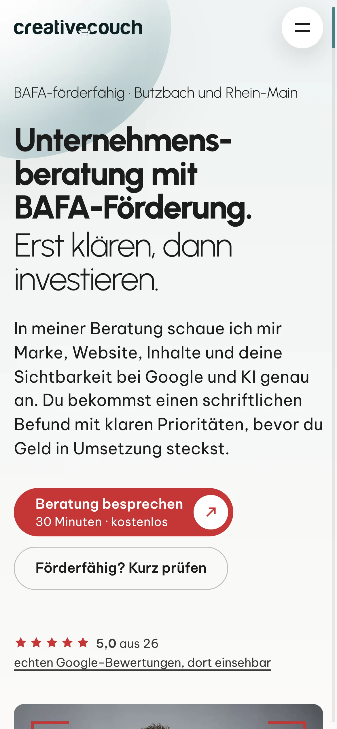 creativecouch: Seite Beratung auf dem Smartphone