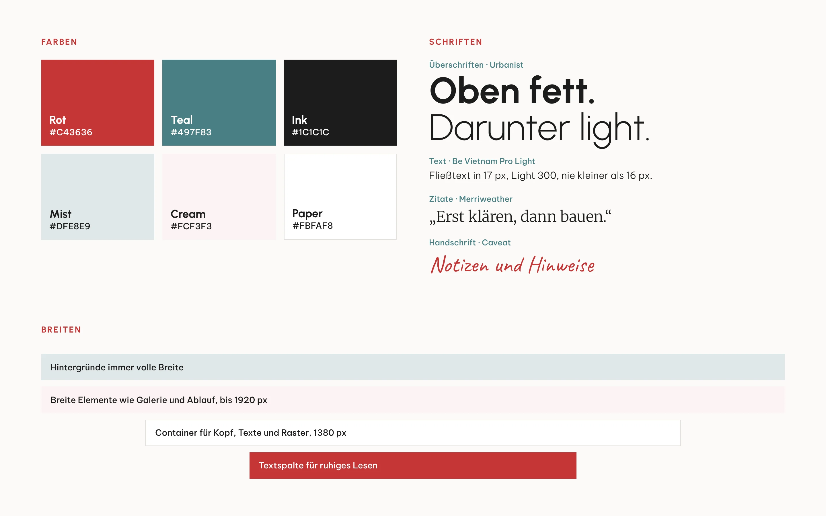 creativecouch: Guidelines mit Farben, Schriften und Breiten