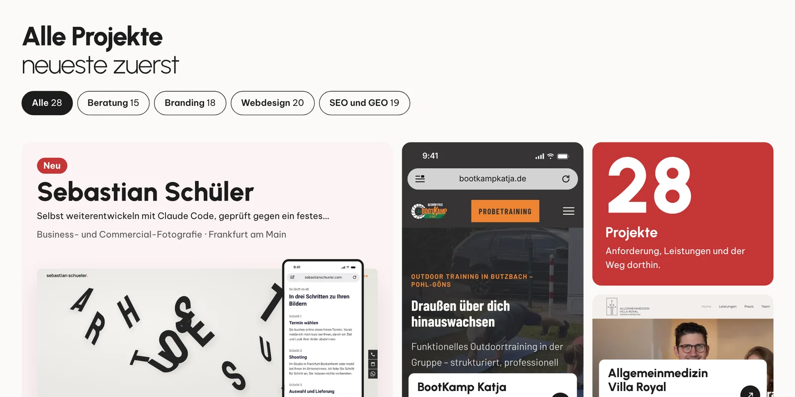 Seite Projekte, Stufe Prototyp