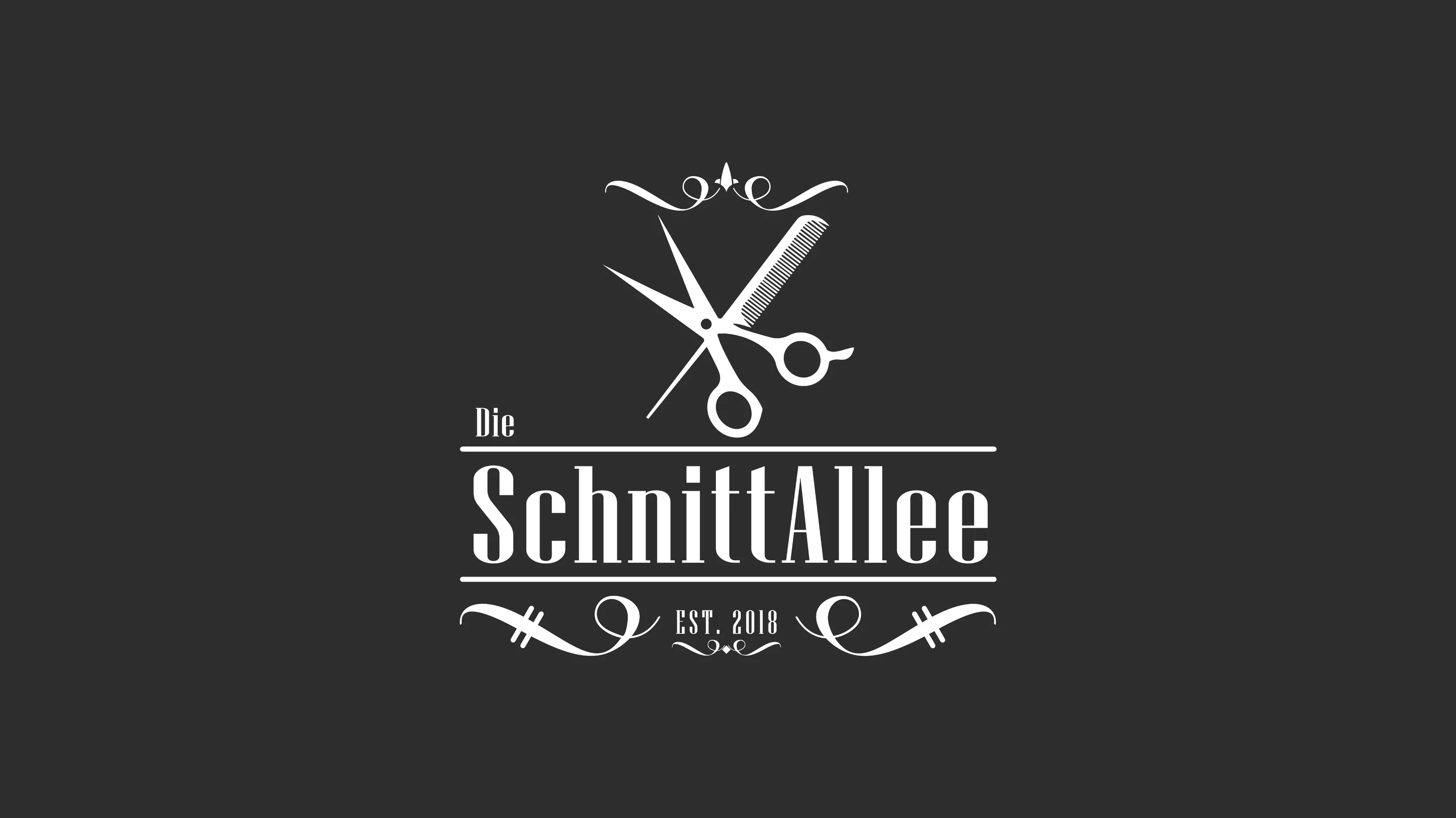 Die SchnittAllee: Logo weiß auf Anthrazit