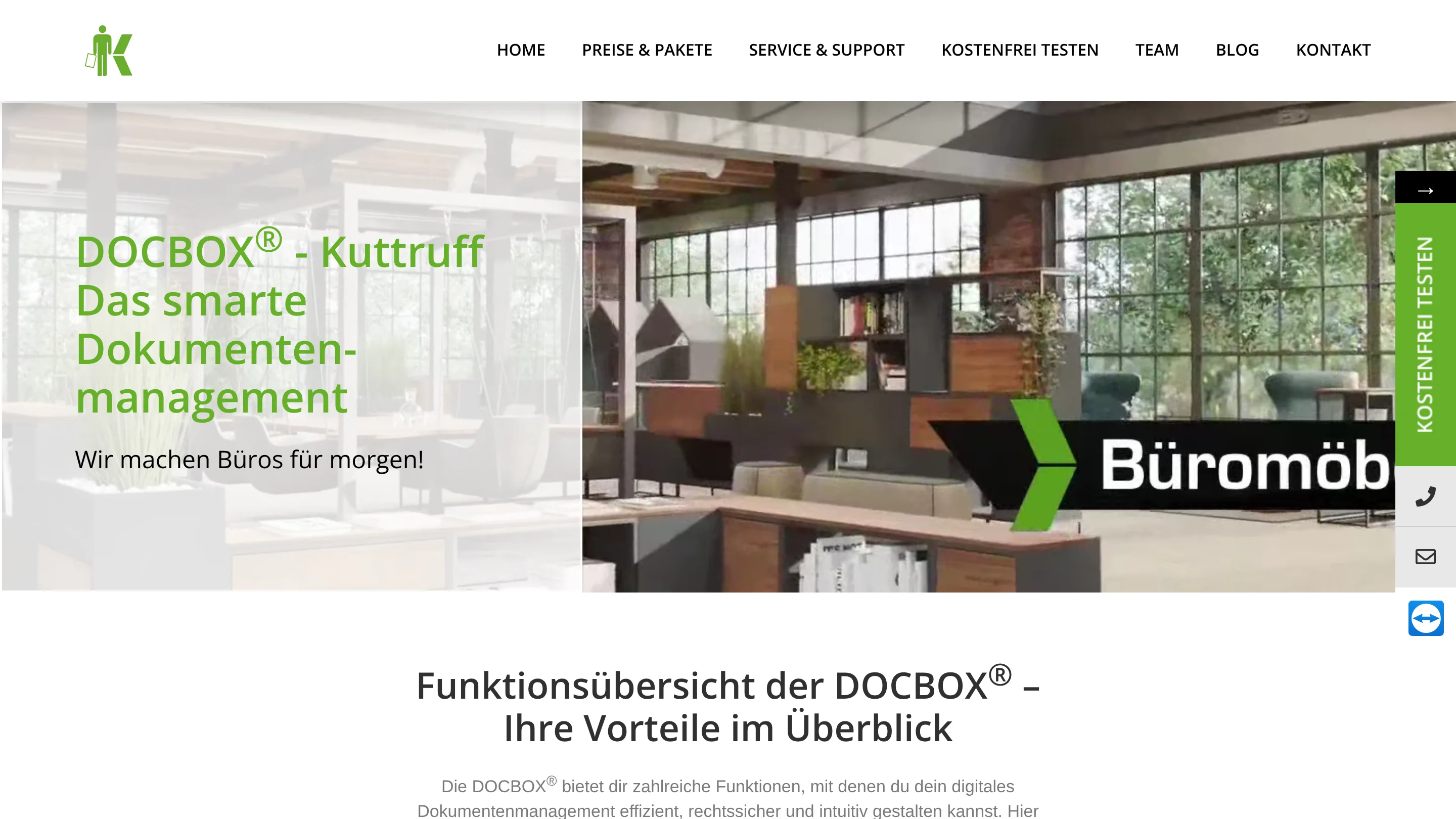 DOCBOX® von Kuttruff: Startseite der Produktwebsite