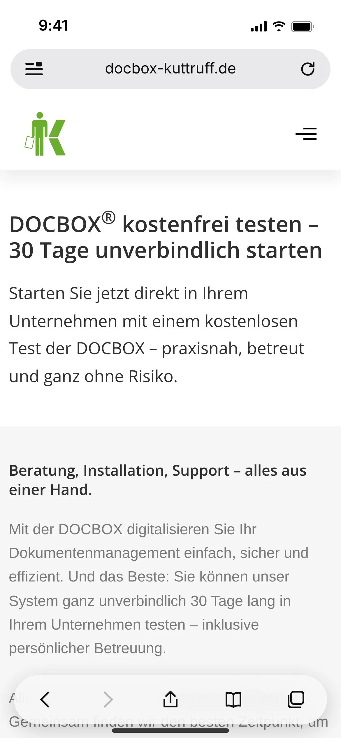 DOCBOX® von Kuttruff: Kostenfrei testen auf dem Smartphone