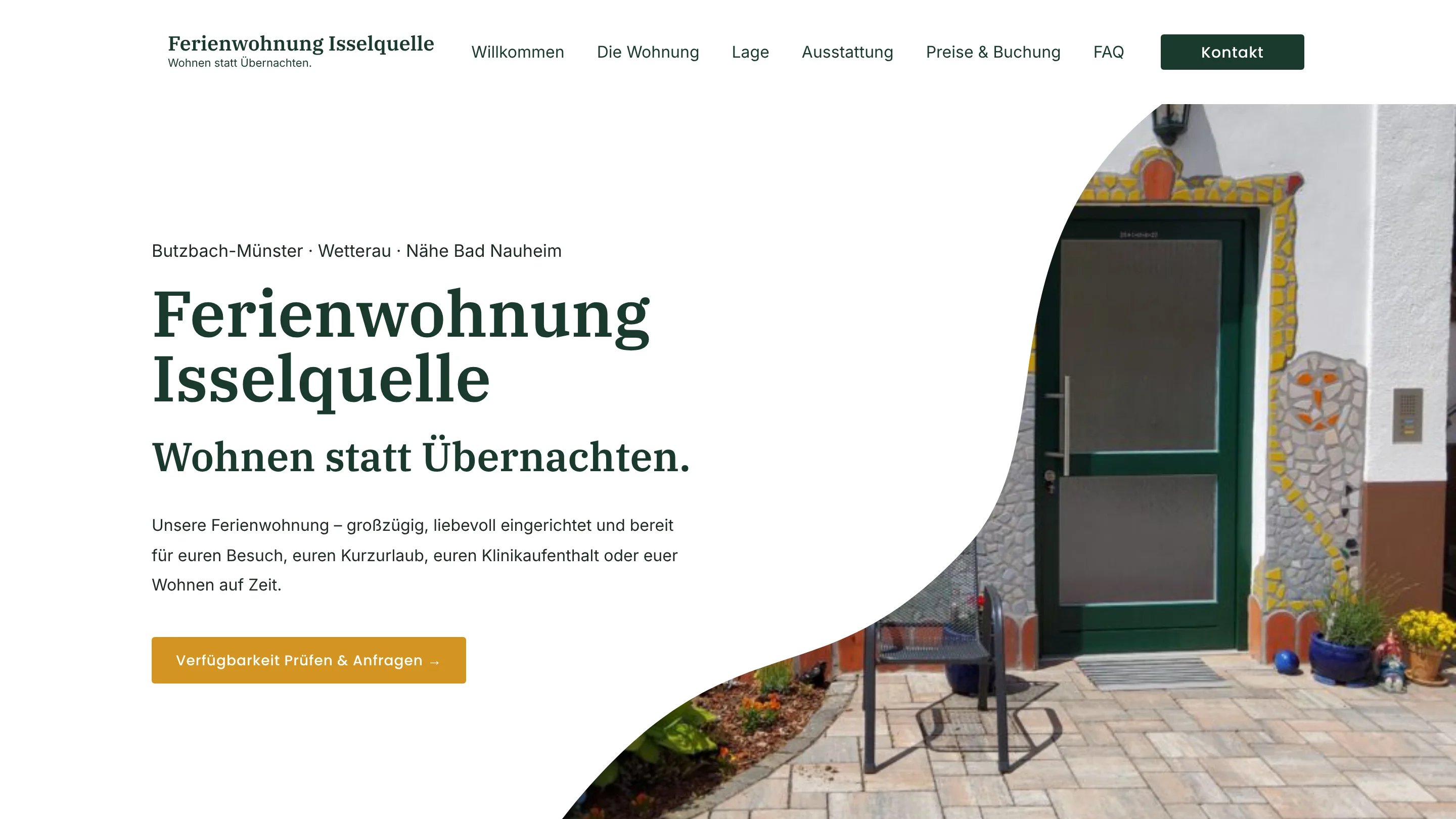 Ferienwohnung Isselquelle: Onepager mit Begrüßung