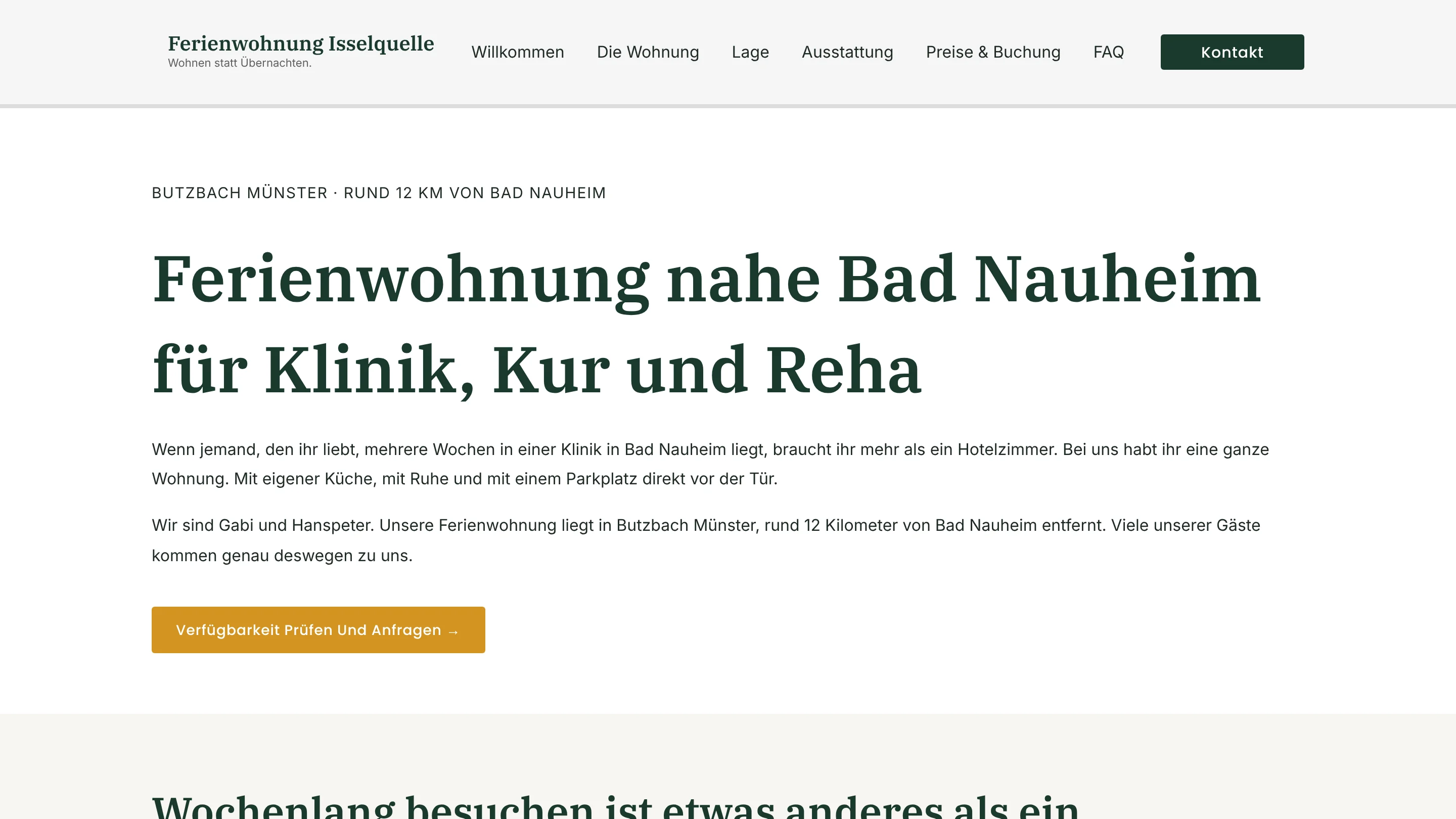 Ferienwohnung Isselquelle: Landingpage Bad Nauheim für Klinik- und Kurgäste