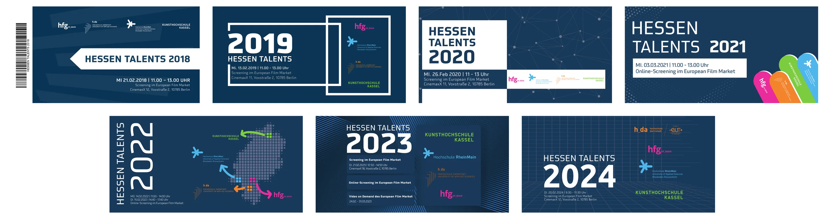 Die sieben Deckblätter von 2018 bis 2024