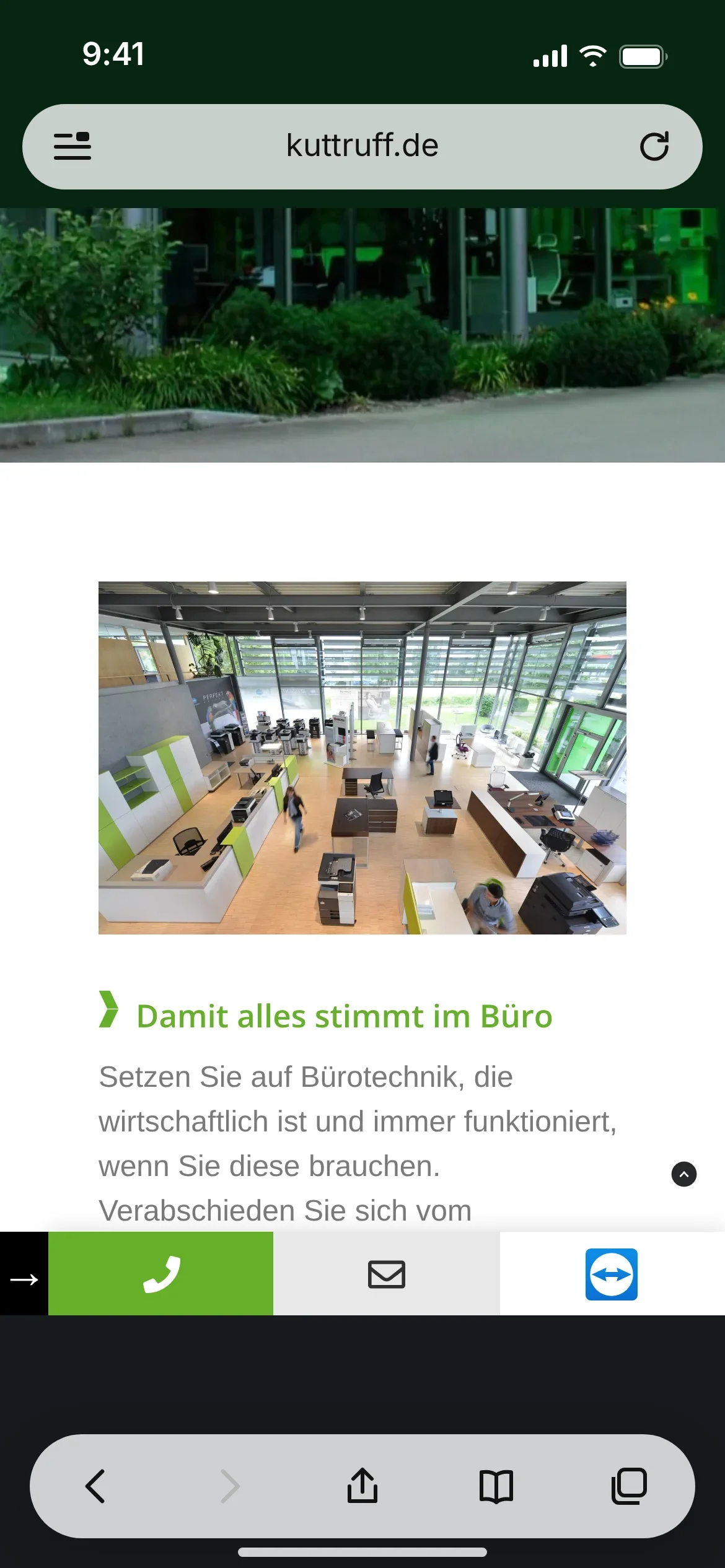 Kuttruff GmbH: Kontaktleiste am unteren Rand