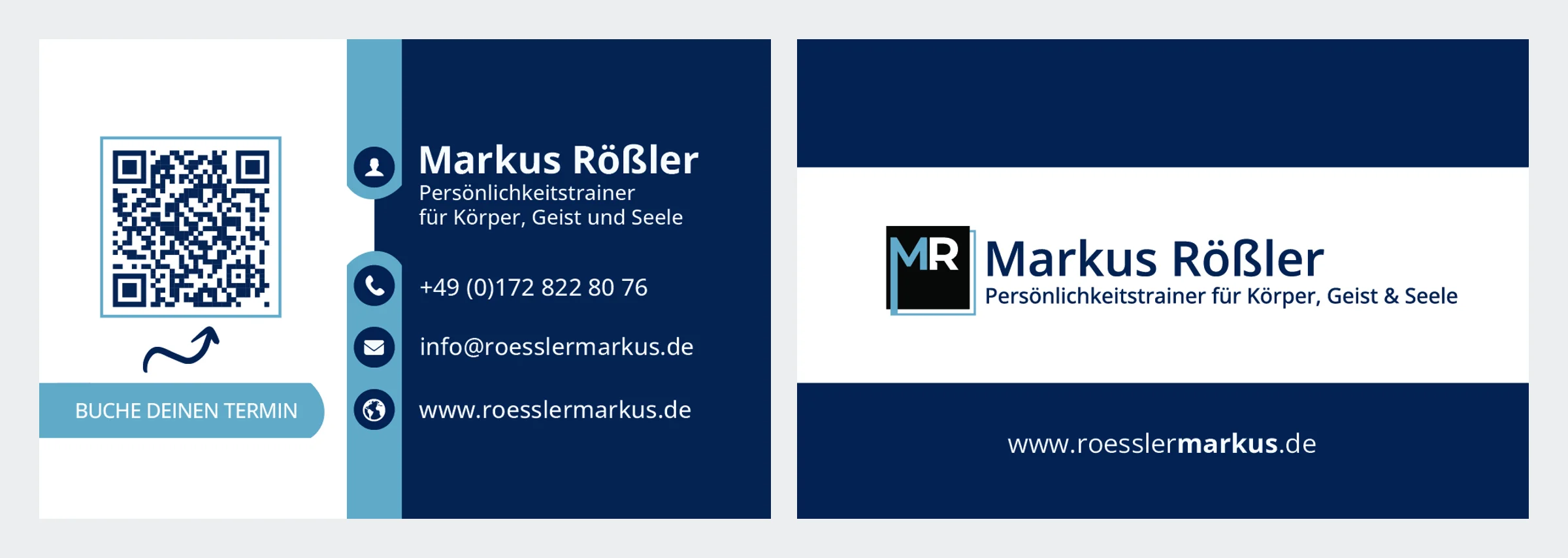 Markus Rößler: Visitenkarte, Vorder- und Rückseite
