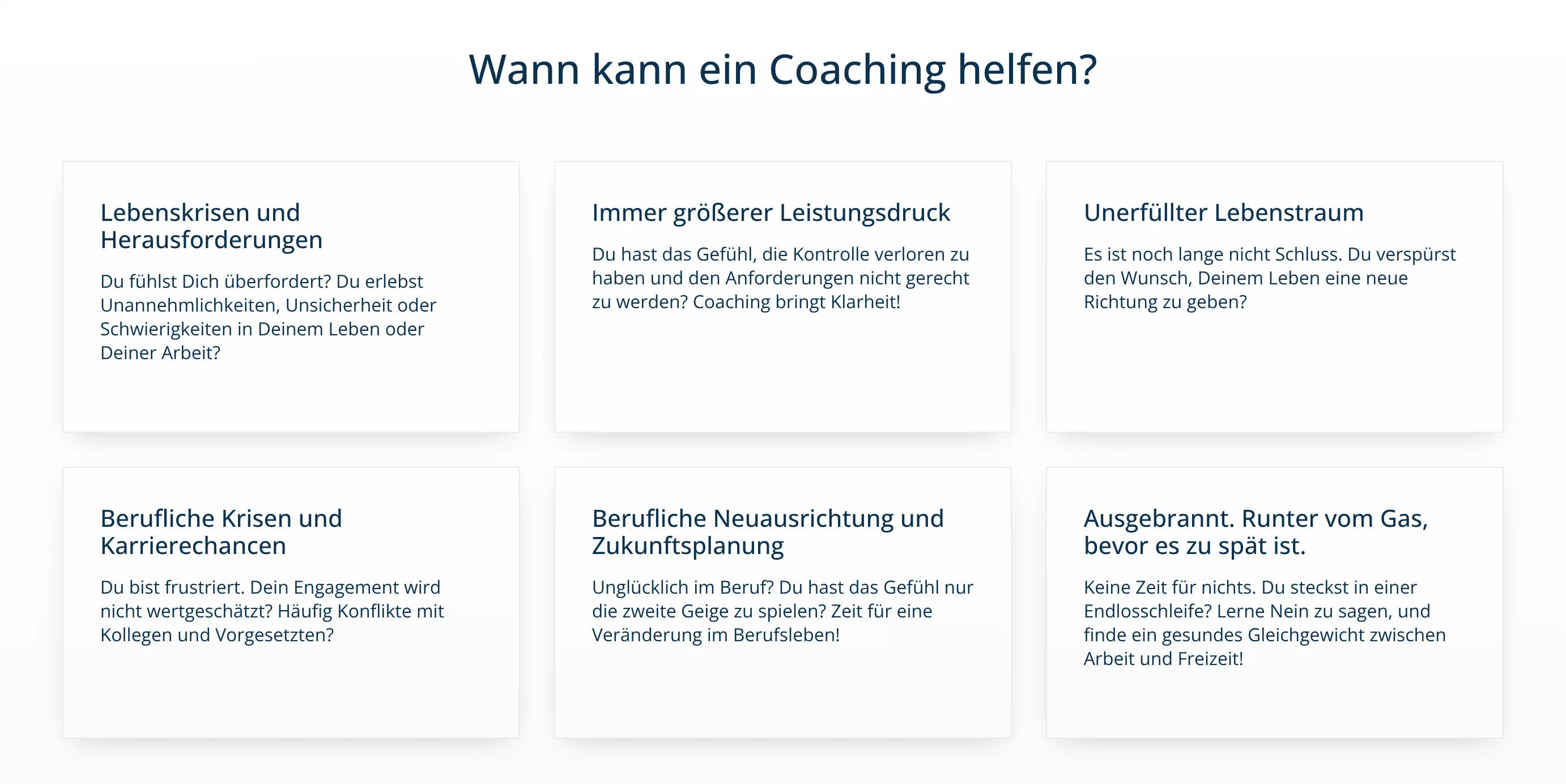 Markus Rößler: Sechs Anlässe für ein Coaching