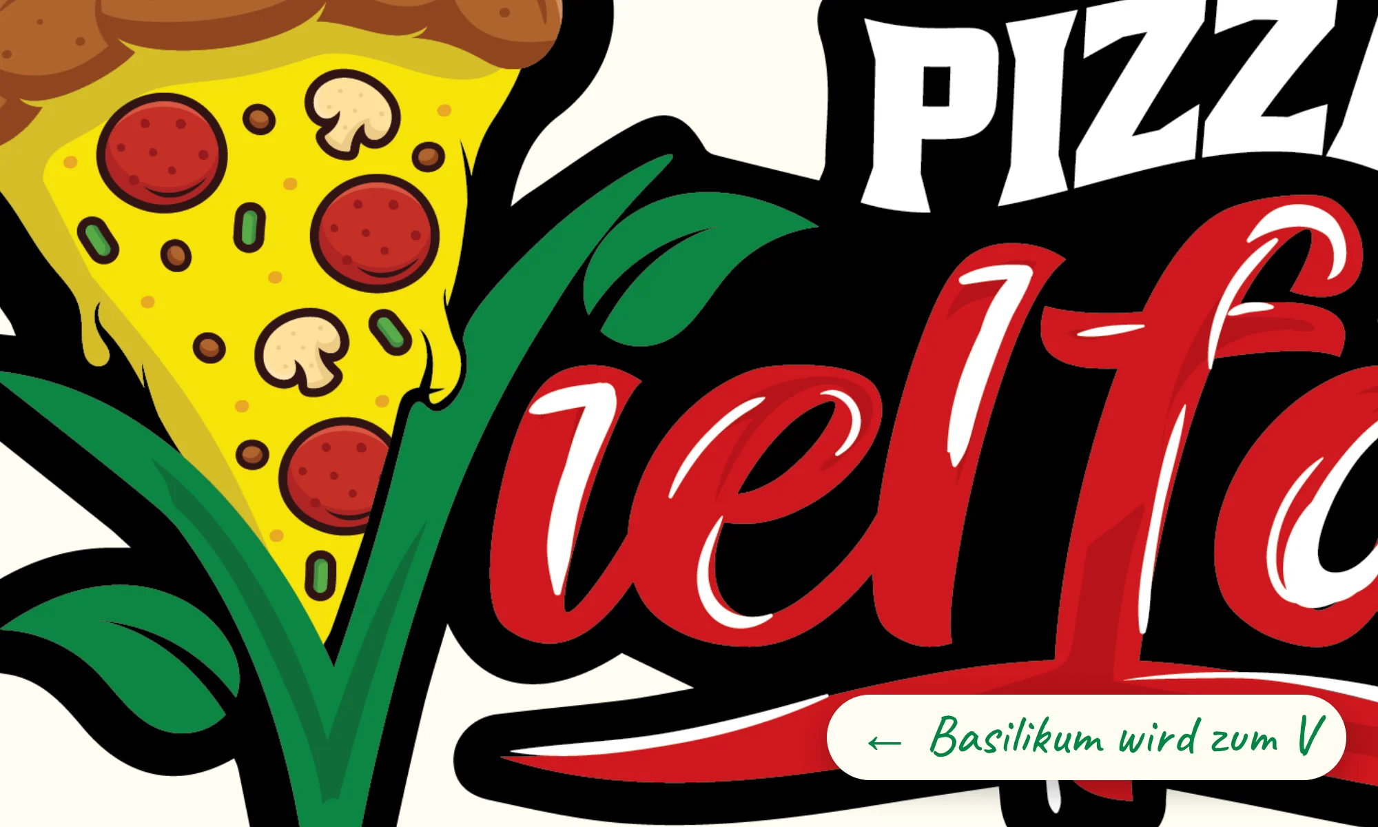Ausschnitt des Logos mit dem Basilikum-V