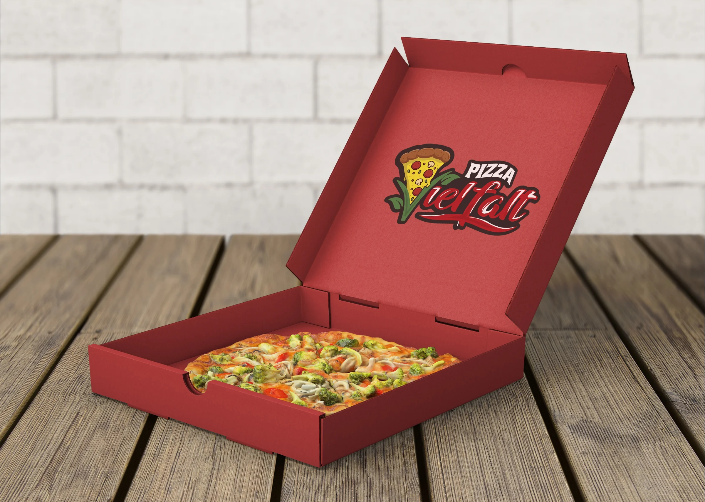 Pizza Vielfalt: Designbeispiel Pizzakarton