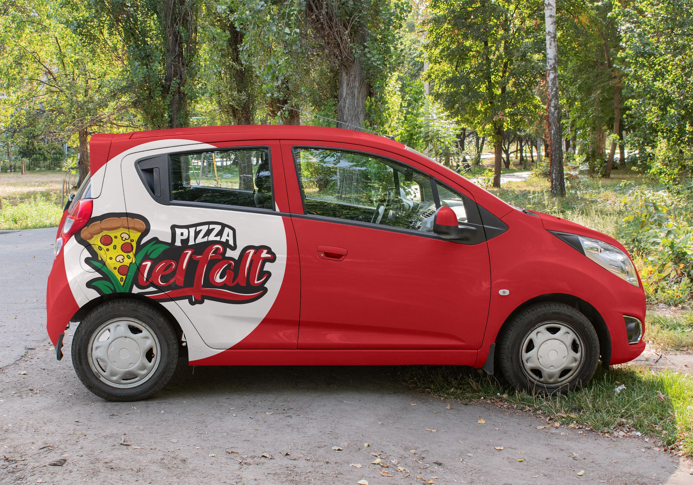 Pizza Vielfalt: Designbeispiel Lieferauto