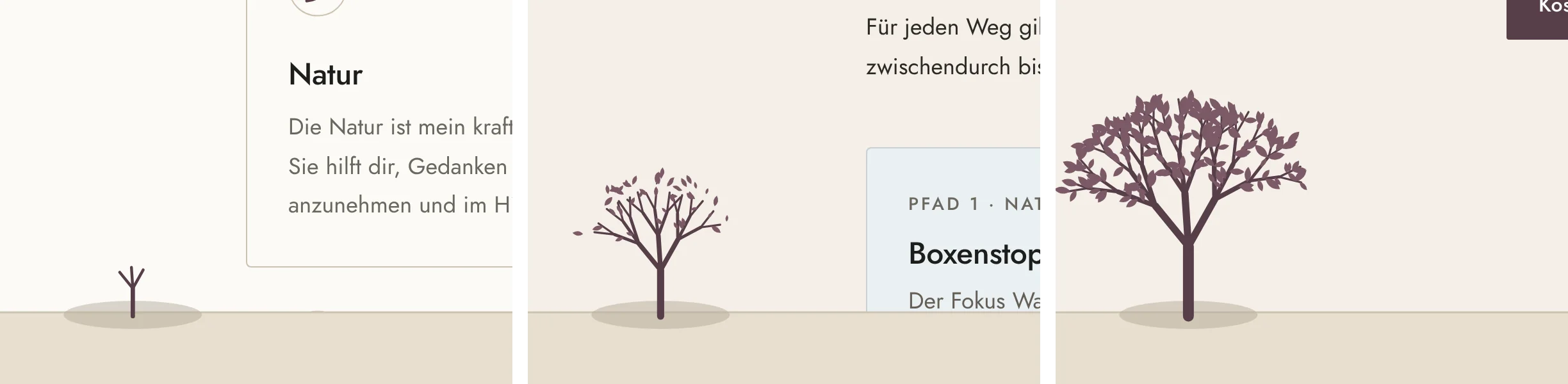 Scrollsequenz mit dem wachsenden Baum
