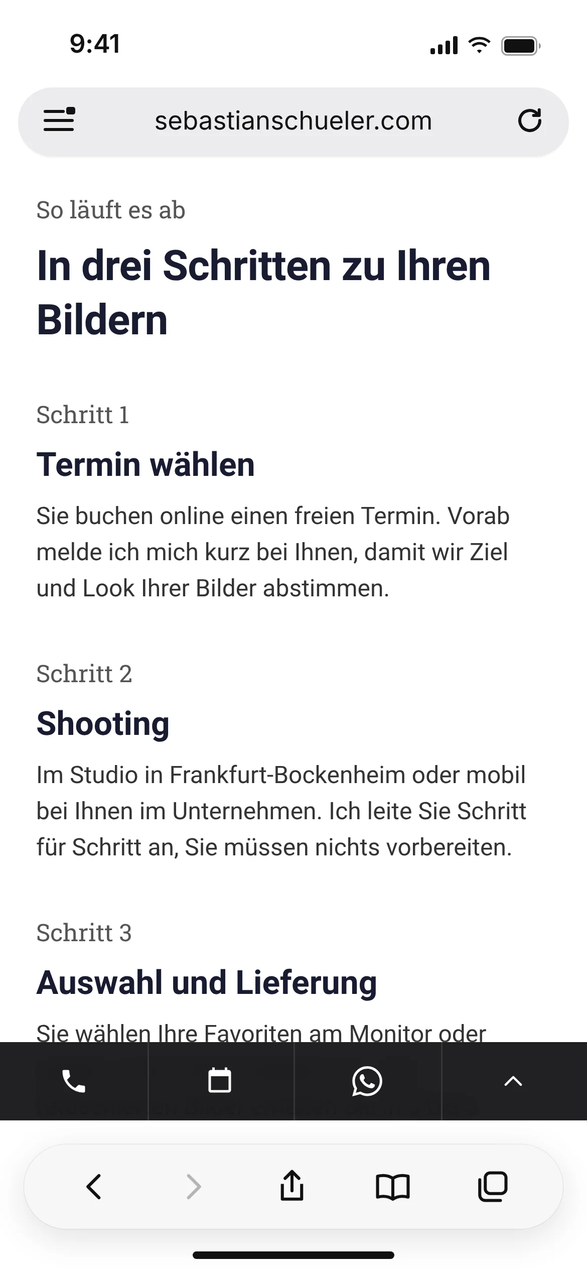Sebastian Schüler: Ablauf der Buchung auf dem Smartphone