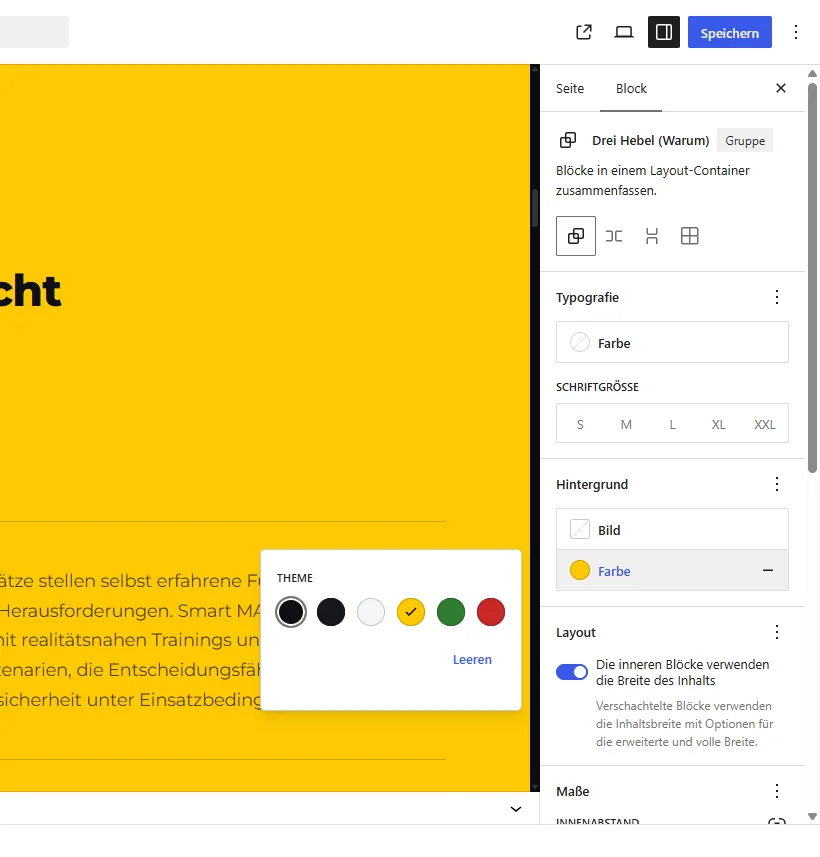 Smart MANV GmbH: Block-Editor mit Sektionsfarbwahl