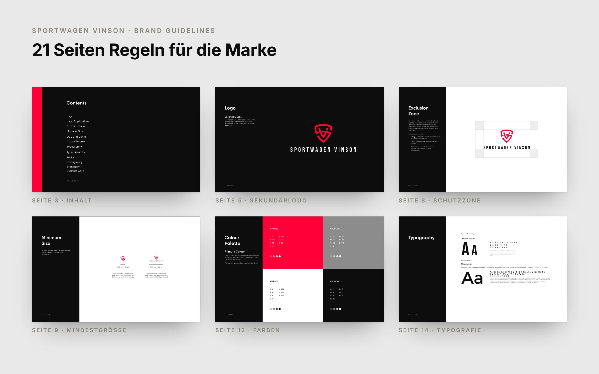 Sportwagen Vinson: Brand Guidelines, sechs von 21 Seiten