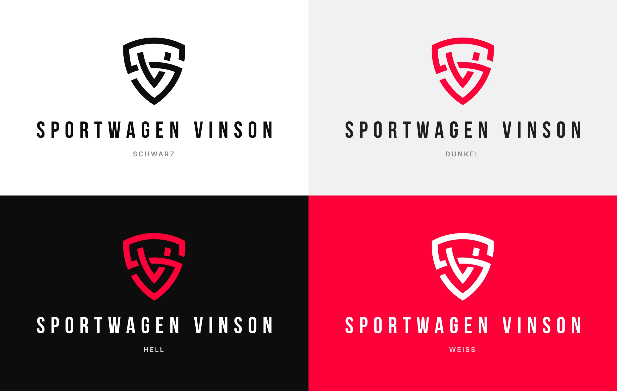 Sportwagen Vinson: Logo in vier Fassungen