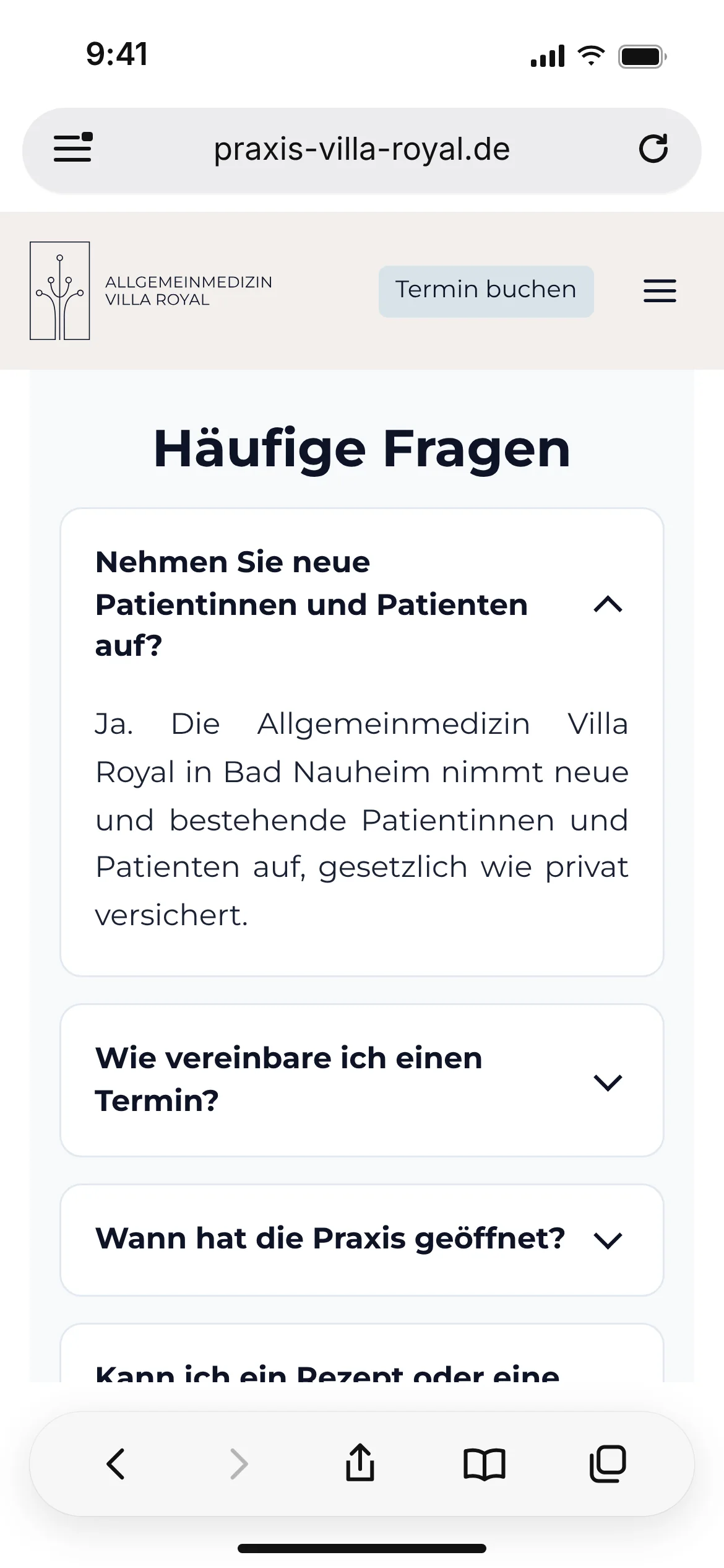 Allgemeinmedizin Villa Royal: Häufige Fragen auf der Startseite