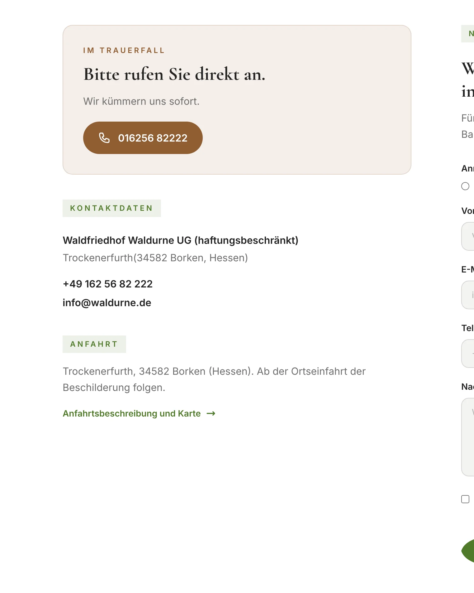 Kontaktbereich mit geschütztem Mail-Link